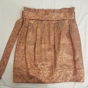 BCBG MaxAzria gold metallic paper bag skirt